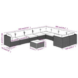Set Divani da Giardino 10 pz con Cuscini in Polyrattan Nero