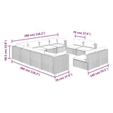 Set Divani da Giardino 11 pz con Cuscini in Polyrattan Marrone