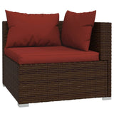 Set Divani da Giardino 14 pz con Cuscini in Polyrattan Marrone