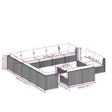 Set Divani da Giardino 14 pz con Cuscini in Polyrattan Marrone