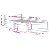 Giroletto Bianco in Legno Massello 90x200 cm