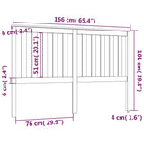 Testiera per Letto Nera 166x6x101 cm in Legno Massello di Pino