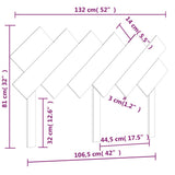 Testiera per Letto Ambra 132x3x81 cm in Legno Massello di Pino