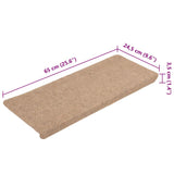 Tappetini Autoadesivi per Scale 15 pz 65x24,5x3,5 cm Beige