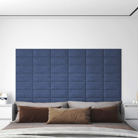 Pannelli Murali 12 pz Blu 30x15 cm Tessuto 0,54 m
