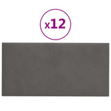 Pannelli Murali 12 pz Grigio Scuro 30x15 cm Velluto 0,54 m