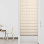 Pannelli Murali 12 pz Crema 30x15 cm Velluto 0,54 m