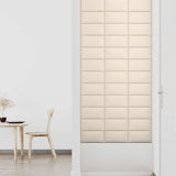 Pannelli Murali 12 pz Crema 30x15 cm Velluto 0,54 m