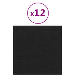 Pannelli Murali 12 pz Neri 30x30 cm in Tessuto 1,08 m