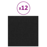 Pannelli Murali 12 pz Neri 30x30 cm in Tessuto 1,08 m