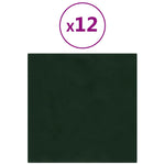 Pannelli Murali 12 pz Verde Scuro 60x15 cm Velluto 1,08 m