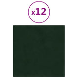 Pannelli Murali 12 pz Verde Scuro 60x15 cm Velluto 1,08 m