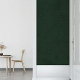 Pannelli Murali 12 pz Verde Scuro 60x15 cm Velluto 1,08 m