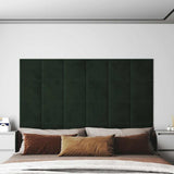 Pannelli Murali 12 pz Verde Scuro 60x15 cm Velluto 1,08 m
