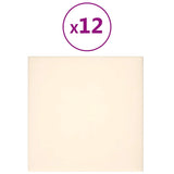 Pannelli Murali 12 pz Crema 30x30 cm Velluto 1,08 m