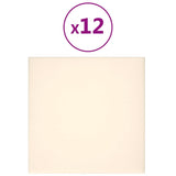 Pannelli Murali 12 pz Crema 30x30 cm Velluto 1,08 m