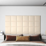 Pannelli Murali 12 pz Crema 30x30 cm Velluto 1,08 m