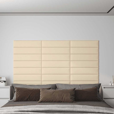 Pannelli Murali 12 pz Crema 60x15 cm Tessuto 1,08 m