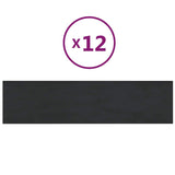 Pannelli Murali 12 pz Neri 60x15 cm Velluto 1,08 m