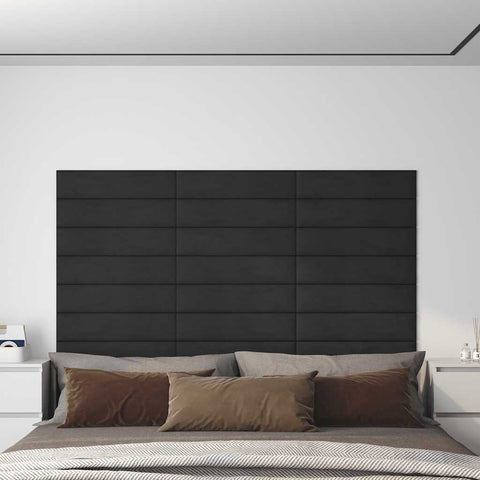 Pannelli Murali 12 pz Neri 60x15 cm Velluto 1,08 m