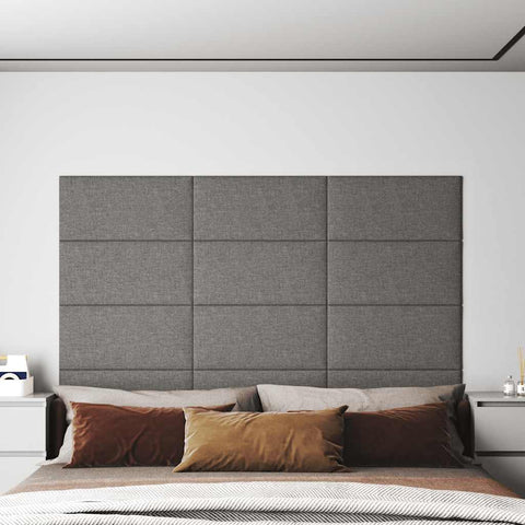 Pannelli Murali 12 pz Grigio Chiaro 60x30 cm in Tessuto 2,16 m
