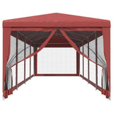 Tenda per Feste con 10 Pareti Laterali in Rete Rossa 3x12m HDPE