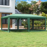 Tenda per Feste con 6 Pareti Laterali in Rete Verde 6x4 m HDPE