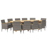 Set da Pranzo per Giardino 11 pz con Cuscini Grigio