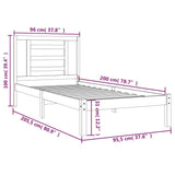 Giroletto senza Materasso Bianco 90x200 cm Legno Massello Pino