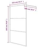 Parete Doccia Walk in Argento 115x195 cm Vetro Trasparente ESG