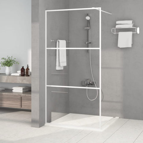 Parete Doccia Walk in Bianca 100x195 cm Vetro Trasparente ESG