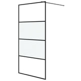 Parete Doccia Walk in Nera 100x195cm Vetro Semi Smerigliato ESG