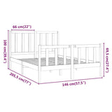 Letto senza Materasso 140x190 cm in Legno Massello di Pino