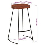 Sgabelli da Bar Gavin 2 pz 50x40x78 cm Legno Massello di Mango