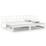 Dormeuse Estraibile Bianca Legno Massello di Pino 2x(80x200) cm