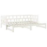 Dormeuse Estraibile Bianca Legno Massello di Pino 2x(80x200) cm