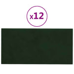 Pannelli Murali 12 pz Verde Scuro 60x30 cm in Velluto 2,16 m