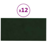 Pannelli Murali 12 pz Verde Scuro 60x30 cm in Velluto 2,16 m