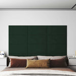 Pannelli Murali 12 pz Verde Scuro 60x30 cm in Velluto 2,16 m