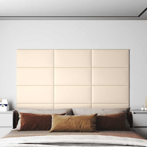 Pannelli Murali 12 pz Crema 60x30 cm Velluto 2,16 m