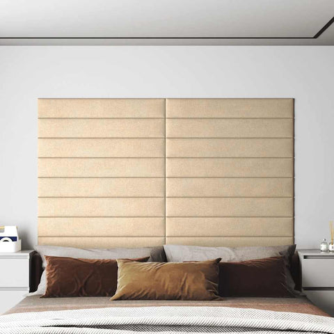 Pannelli Murali 12 pz Crema 90x15 cm Tessuto 1,62 m