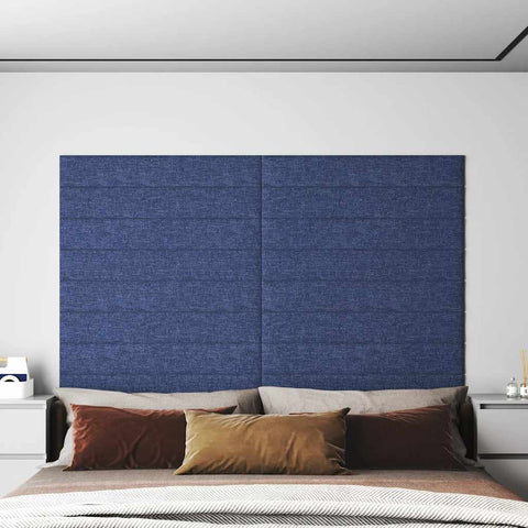 Pannelli Murali 12 pz Blu 90x15 cm Tessuto 1,62 m