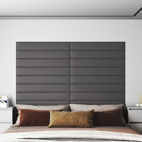 Pannelli Murali 12 pz Grigi 90x15 cm in Similpelle 1,62 m