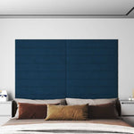 Pannelli Murali 12 pz Blu 90x15 cm Velluto 1,62 m