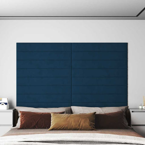 Pannelli Murali 12 pz Blu 90x15 cm Velluto 1,62 m