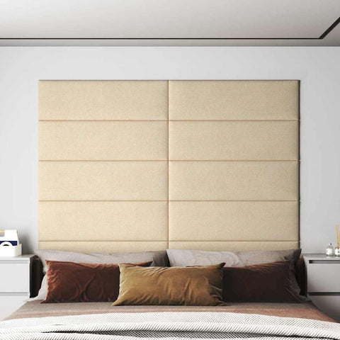 Pannelli Murali 12 pz Crema 90x15 cm Tessuto 3,24 m