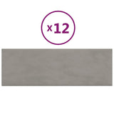 Pannelli Murali 12 pz Grigio Chiaro 90x30 cm Velluto 3,24 m