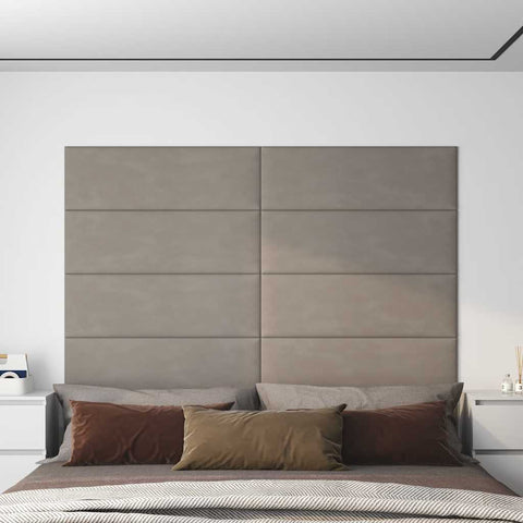 Pannelli Murali 12 pz Grigio Chiaro 90x30 cm Velluto 3,24 m