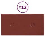 Pannelli Murali 12 pz Rosso Vino 30x15 cm in Similpelle 0,54 m