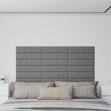 Testiera da Parete 12 pcs Grigio 60 x 15 cm Pelle Sintetica